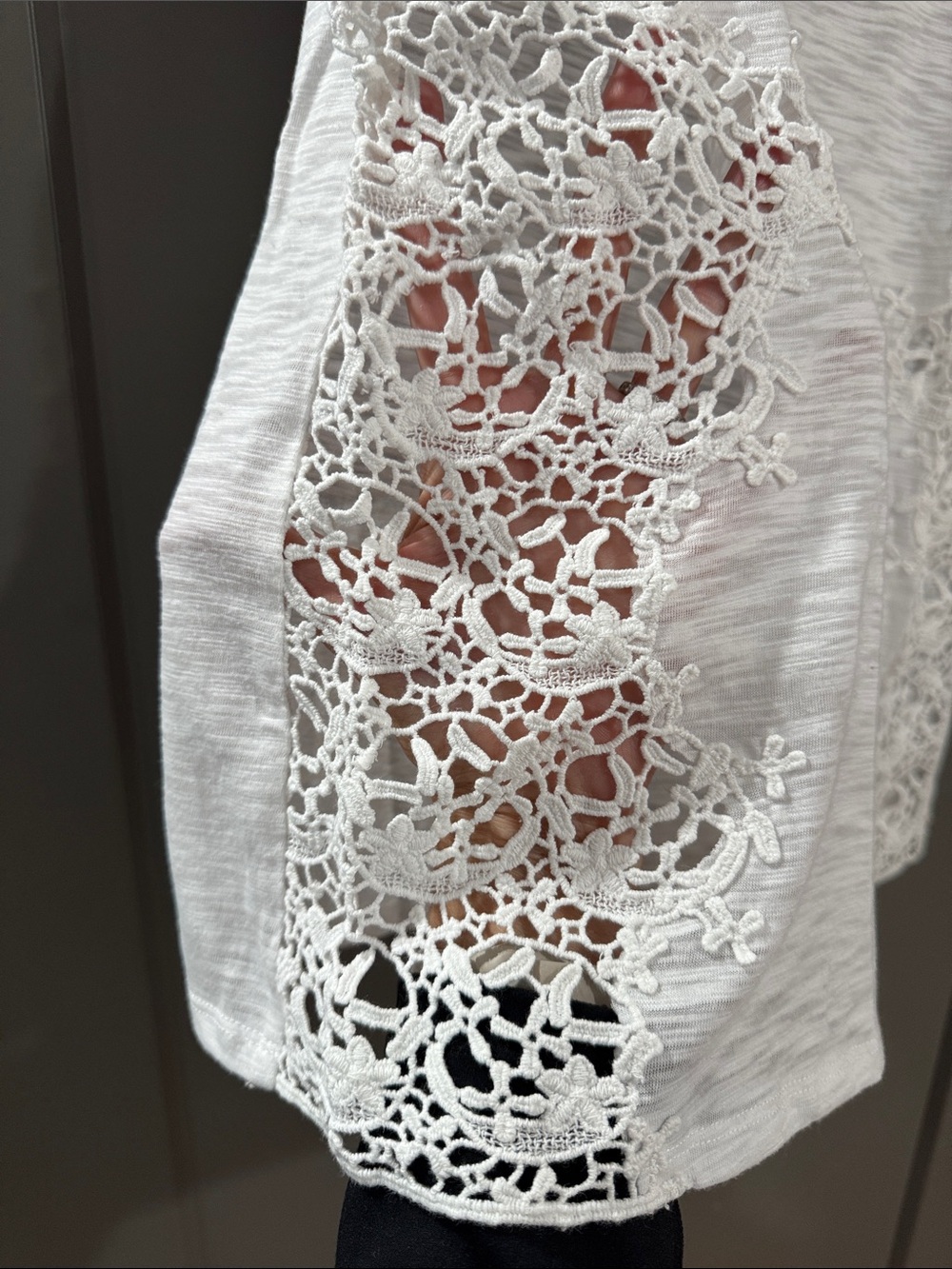Sundance White Crochet Panel Short Sleeve Top - Picture 6 of 6